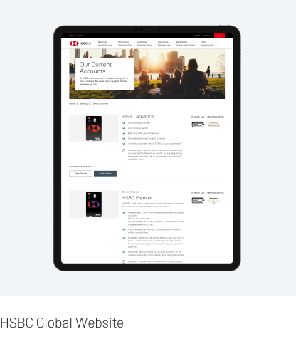 HSBC Global website redesign project